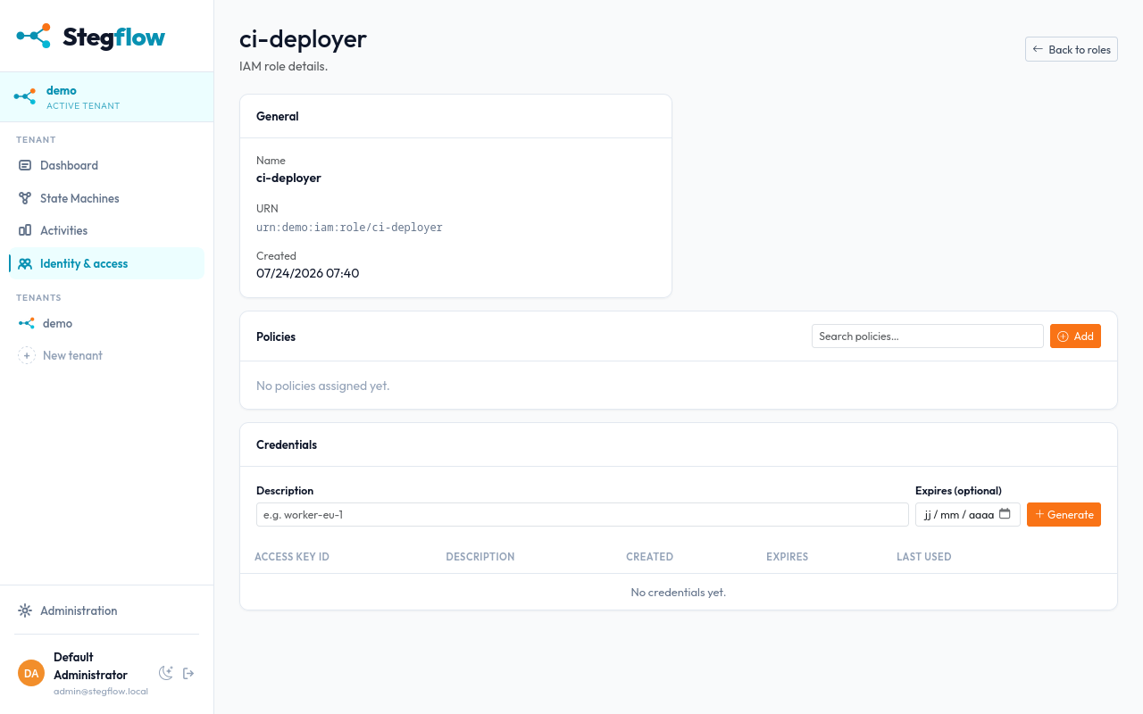 The role details page